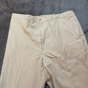 Mens Khaki Pants 42x30 Elastic Waist Flat Front Casual Dress Pants Made‎ in USA